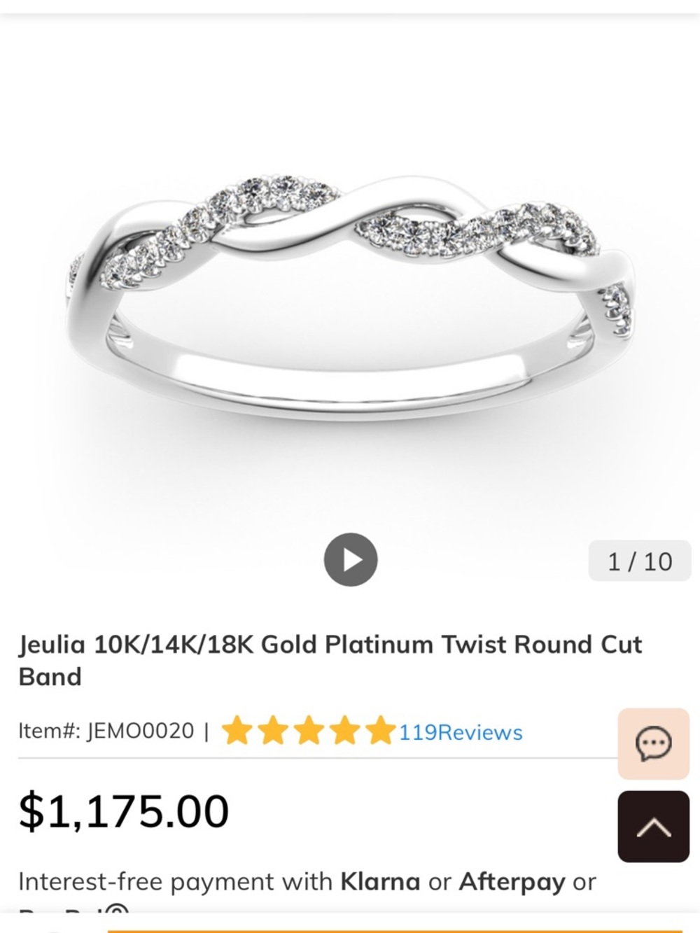 Jeulia 18K White Gold Ring